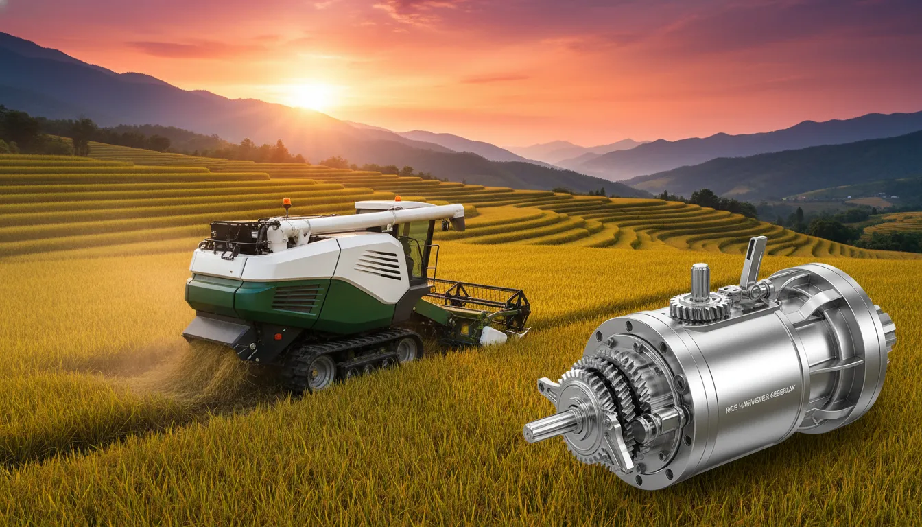 Rice harvester header in action