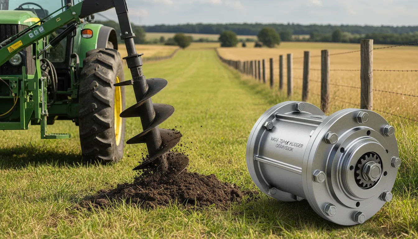 Post hole digger gearbox in action on Australian farm